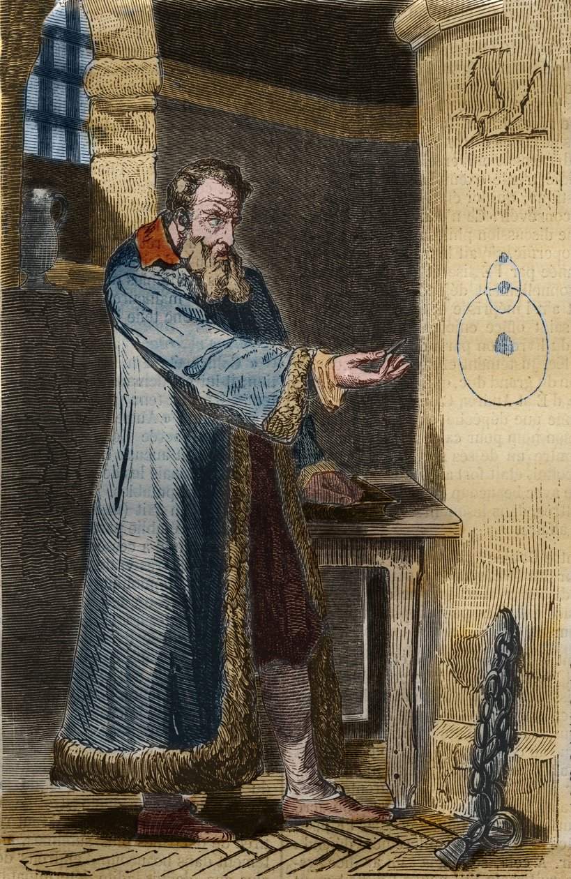 Galilea a inkvizice: „“ E pure so muove! ““ (A přesto se to otočí). Italský astronom Galileo Galilei (1564-1642) pronesl svá slova v roce 1633 ve svém vězení poté, co byl před inkvizicí donucen popřít jeho teorii, že Země se točí kolem t. od Unknown artist