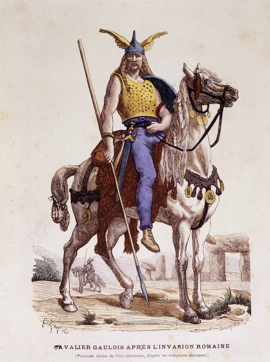 Galský jezdec po římské invazi - v „“Costumes de Paris v průběhu staletí““ od Unknown artist