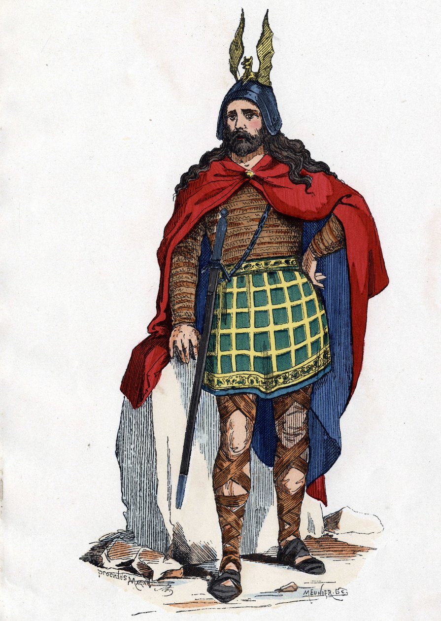 Galský vůdce pod římskou nadvládou - v „Civilních a vojenských kostýmech Francouzů v průběhu staletí Paris F. Roy 1882“. od Unknown artist