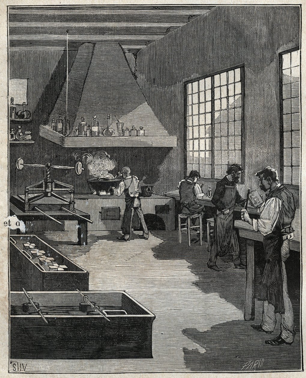 Galvanické zlatnictví: příprava forem. Rytina z roku 1885 v „“Les arts et metiers illustres““ od Adolphe BITARDA. od Unknown artist