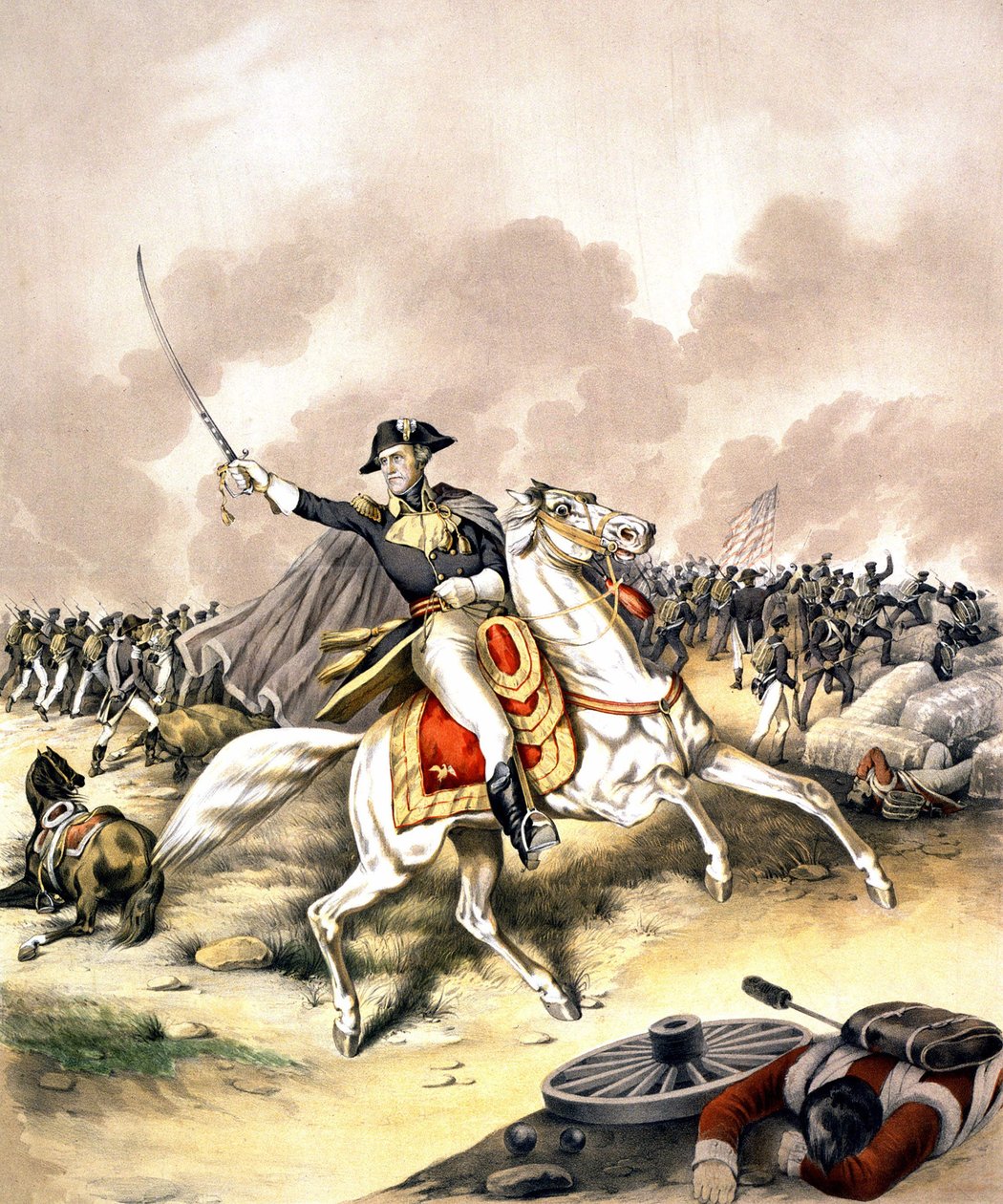 Generál Andrew Jackson (1767 - 1845) v bitvě u New Orleans v roce 1812. od Unknown artist
