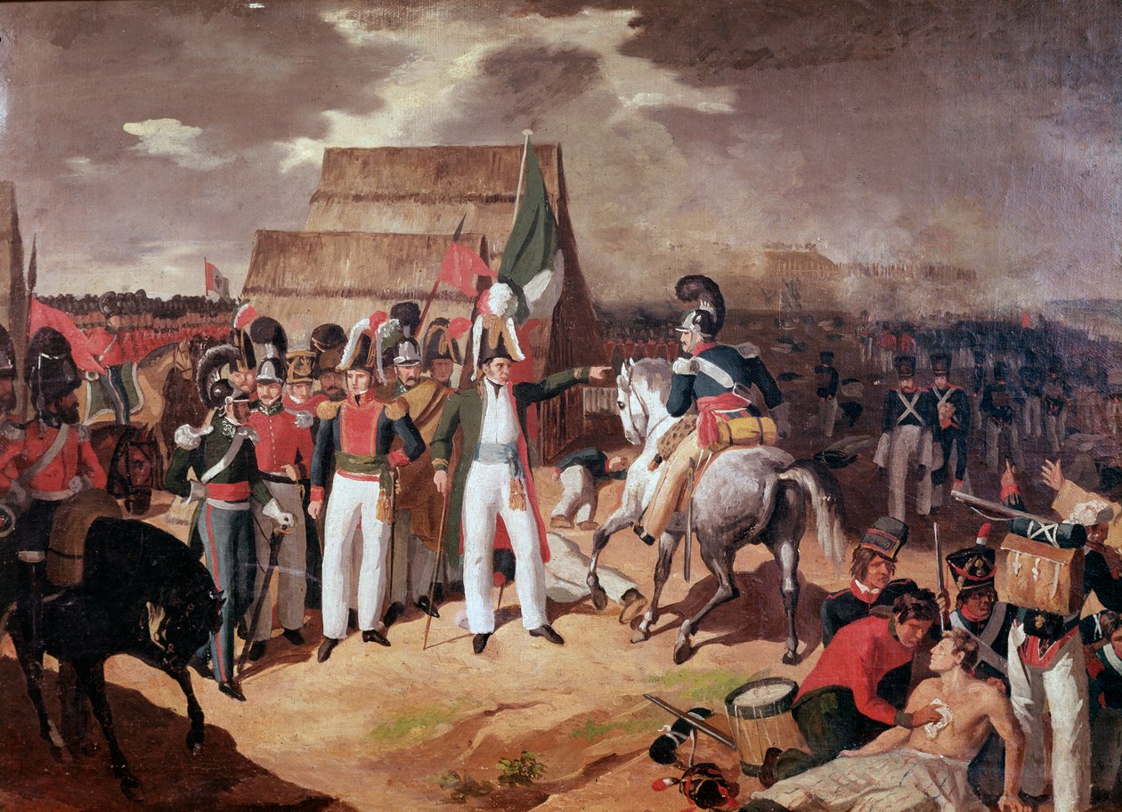 Generál Antonio Lopez de Santa Anna (1794-1876) mexický voják a politik během bitvy proti Španělům v Tampicu od Unknown artist