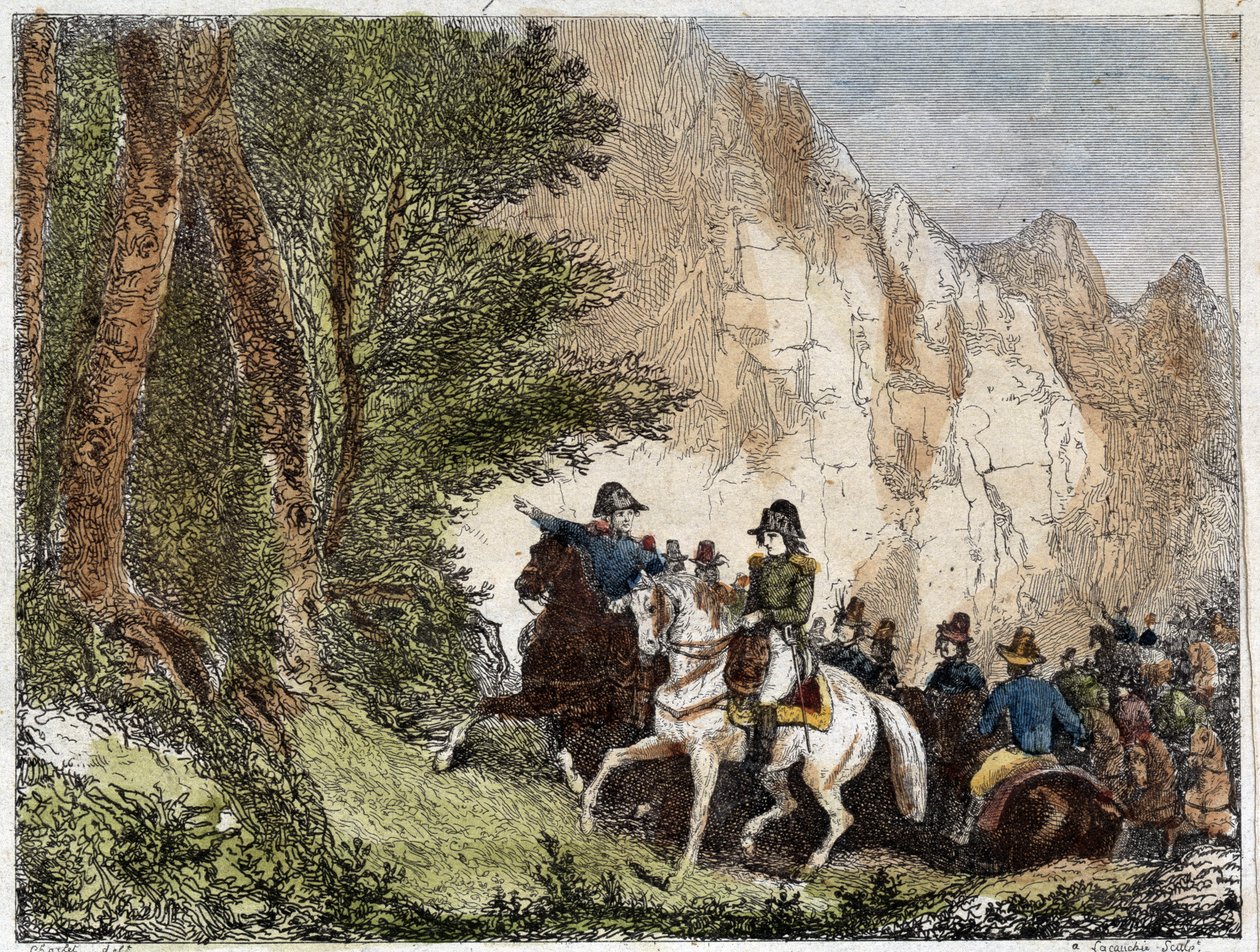 Generál Bonaparte (Napoleon I.) a Pascal (Pasquale) Paoli (1725 - 1807), korsický vlastenec. Rytina 19. století od Unknown artist