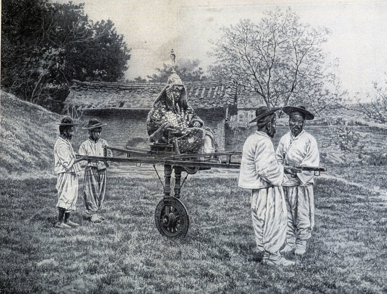 Generál Korean na židli, aby to přinesl císařskému publiku od Unknown artist