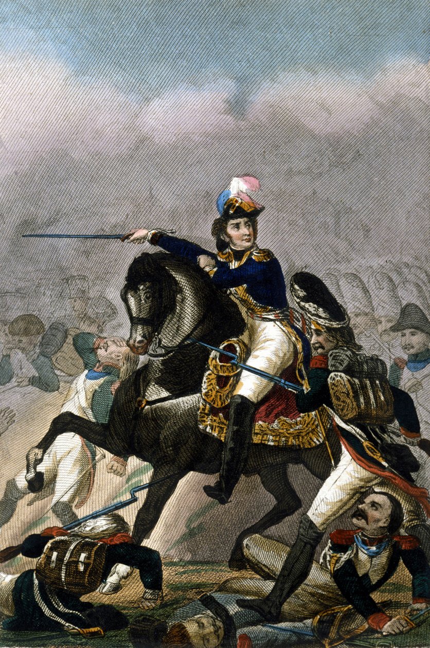 Generál Jean Lannes, vévoda z Montebella (1769-1809) v bitvě u Esslingu (21. - 22. května 1809) Rytina 19. stol. . Milán od Unknown artist
