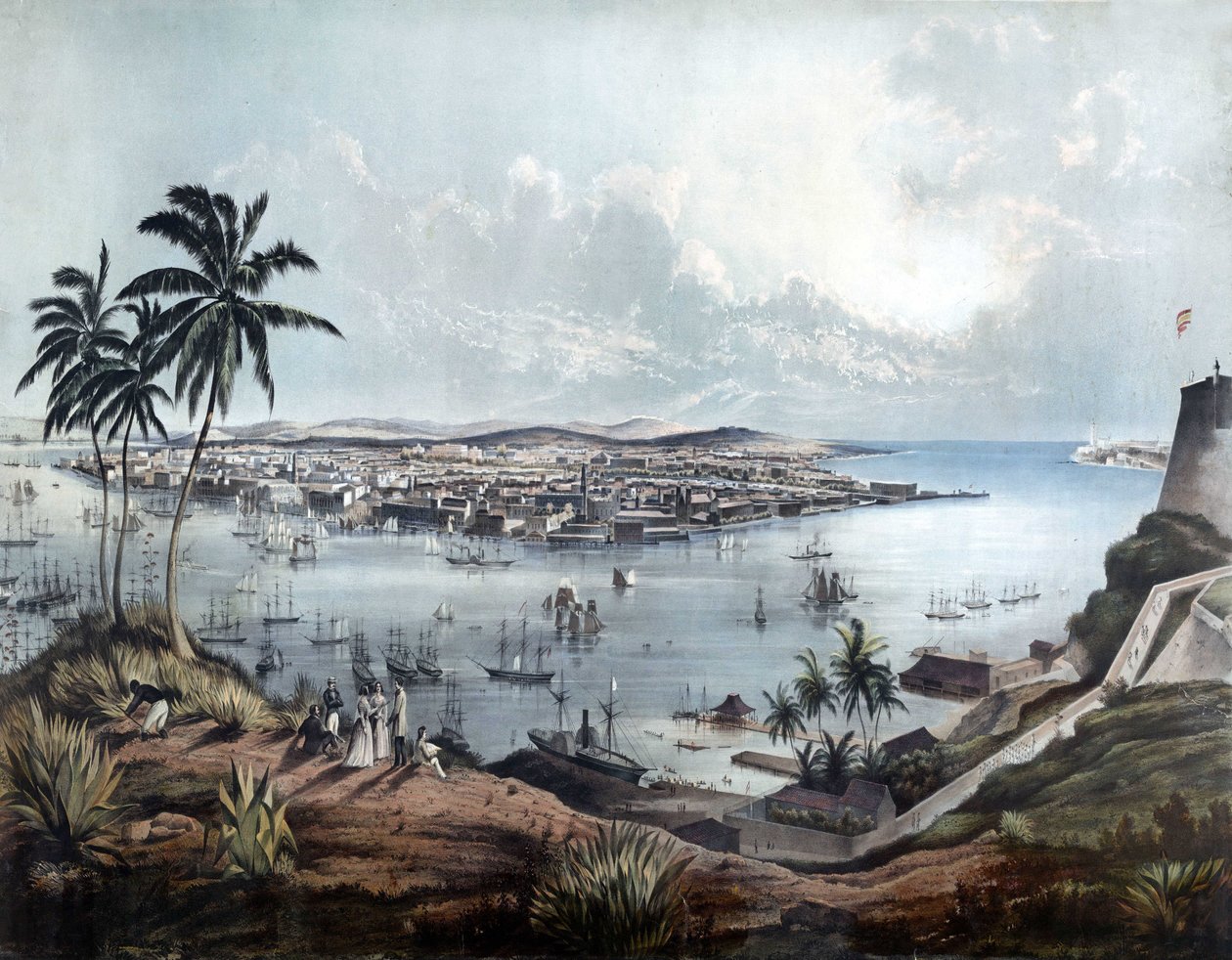 Celkový pohled na Havanu (Havana, Kuba) v roce 1850. od Unknown artist