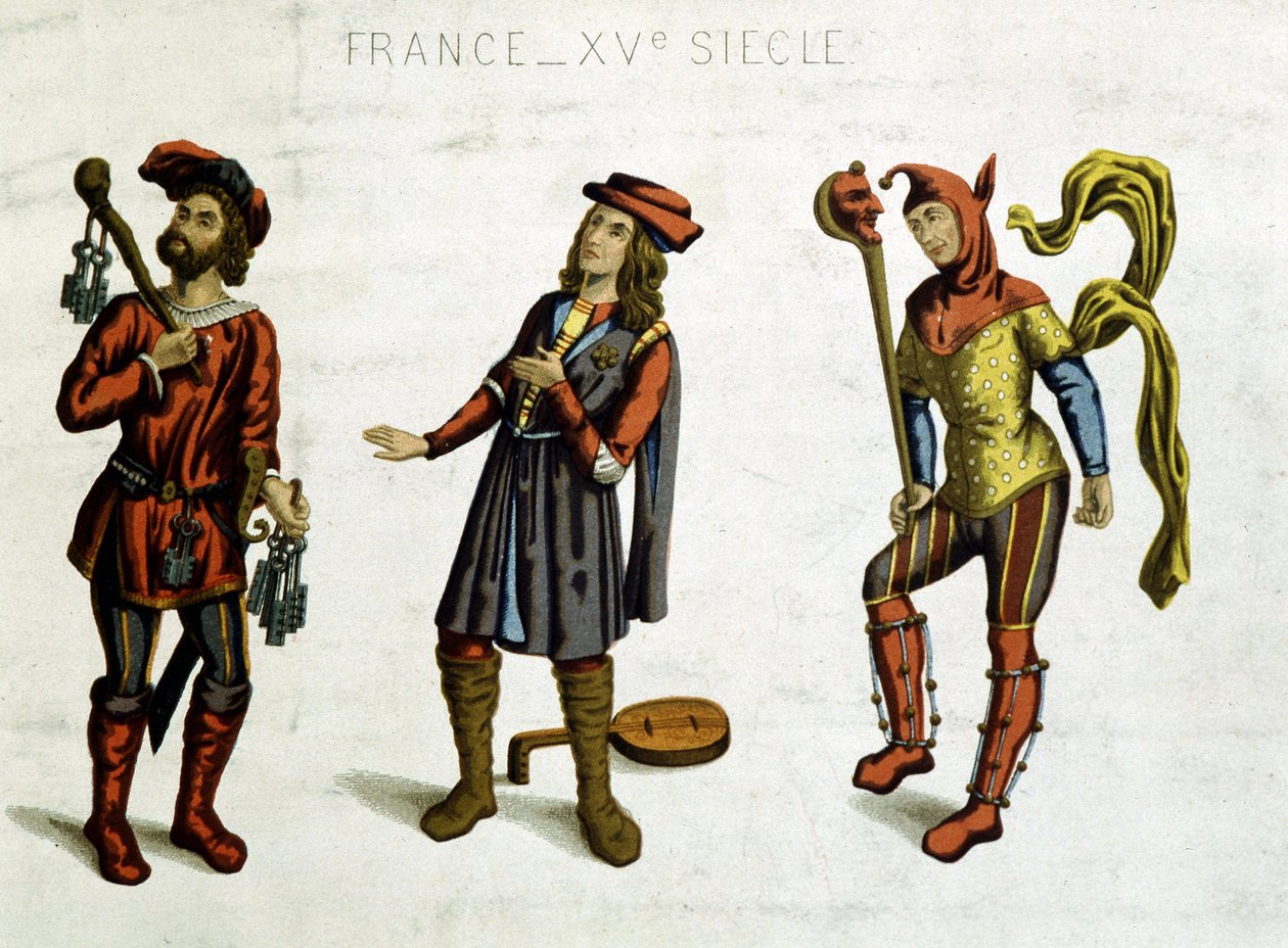 Geolier, minestrel a blázen, z děsivého tance od Unknown artist
