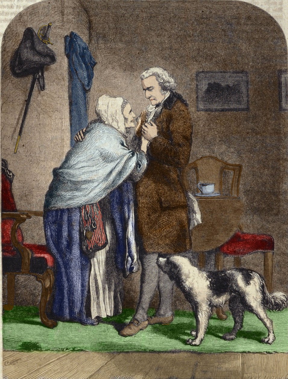 George Washington (1732-1799), zvolený prezidentem Spojených států, před odjezdem zdraví svou matku. od Unknown artist