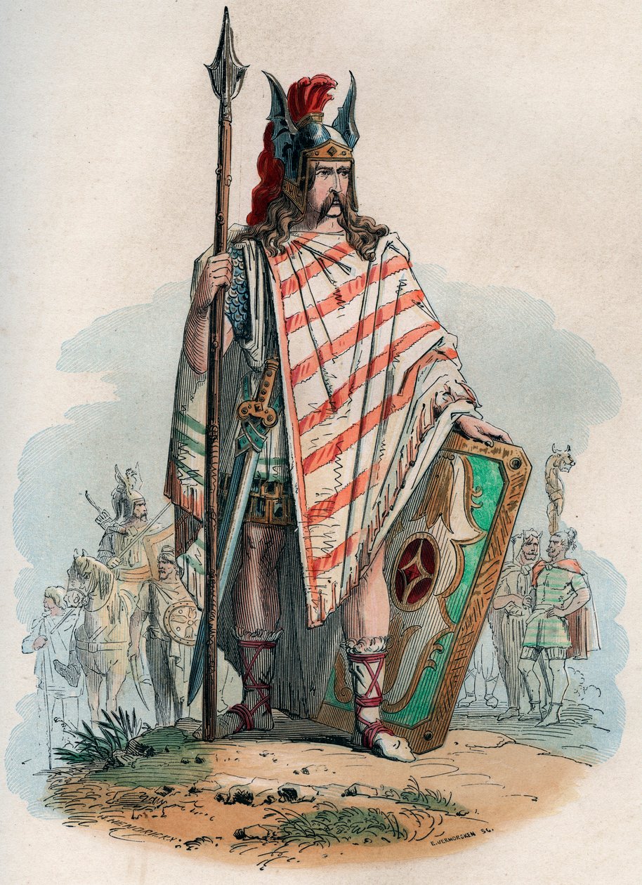Germain šéf (němečtí barbaři). Rytina z roku 1868 v „Histoire de Belgique od primitivních dob do konce vlády Leopolda I.““ od Theodora Justeho (1818-1888). Soukromá sbírka. od Unknown artist