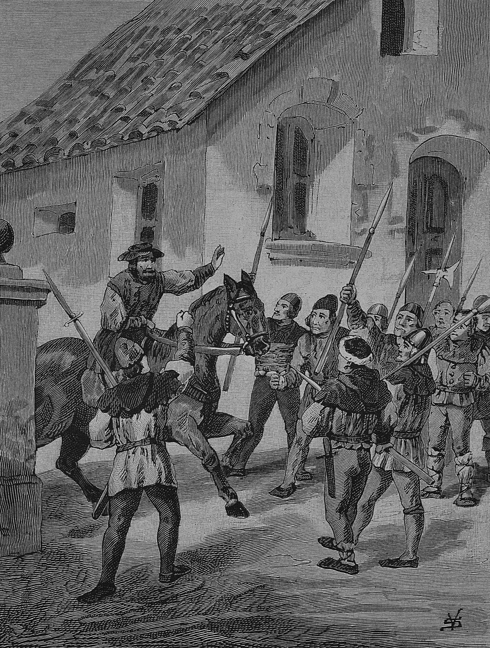Německá selská válka (1524-1526): Feuerbacher a vzbouření sedláci, Matern Feuerbacher byl vůdcem sedláků v selské válce. od Unknown artist