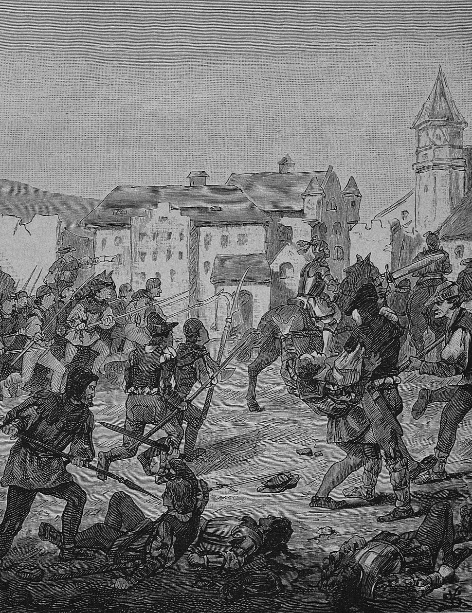 Německá selská válka (1524-1526): Bouře u Weinsbergu od Unknown artist