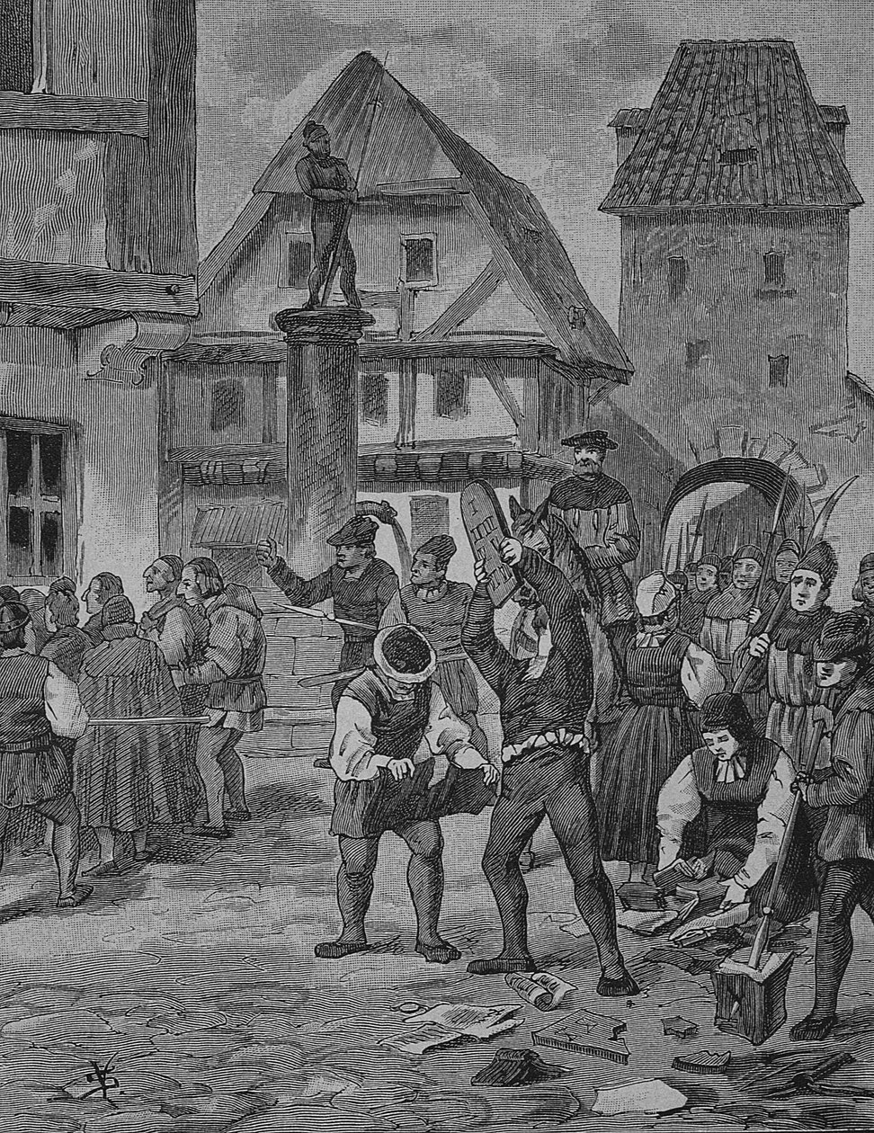 Německá selská válka (1524-1526): Sedláci v Berkenu špatně zachází se Židy od Unknown artist