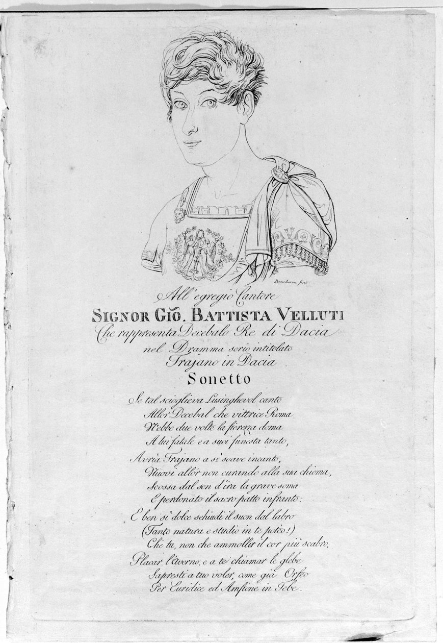 Giovanni Battista Velluti (1781-1861), poslední kastrační opera. od Unknown artist