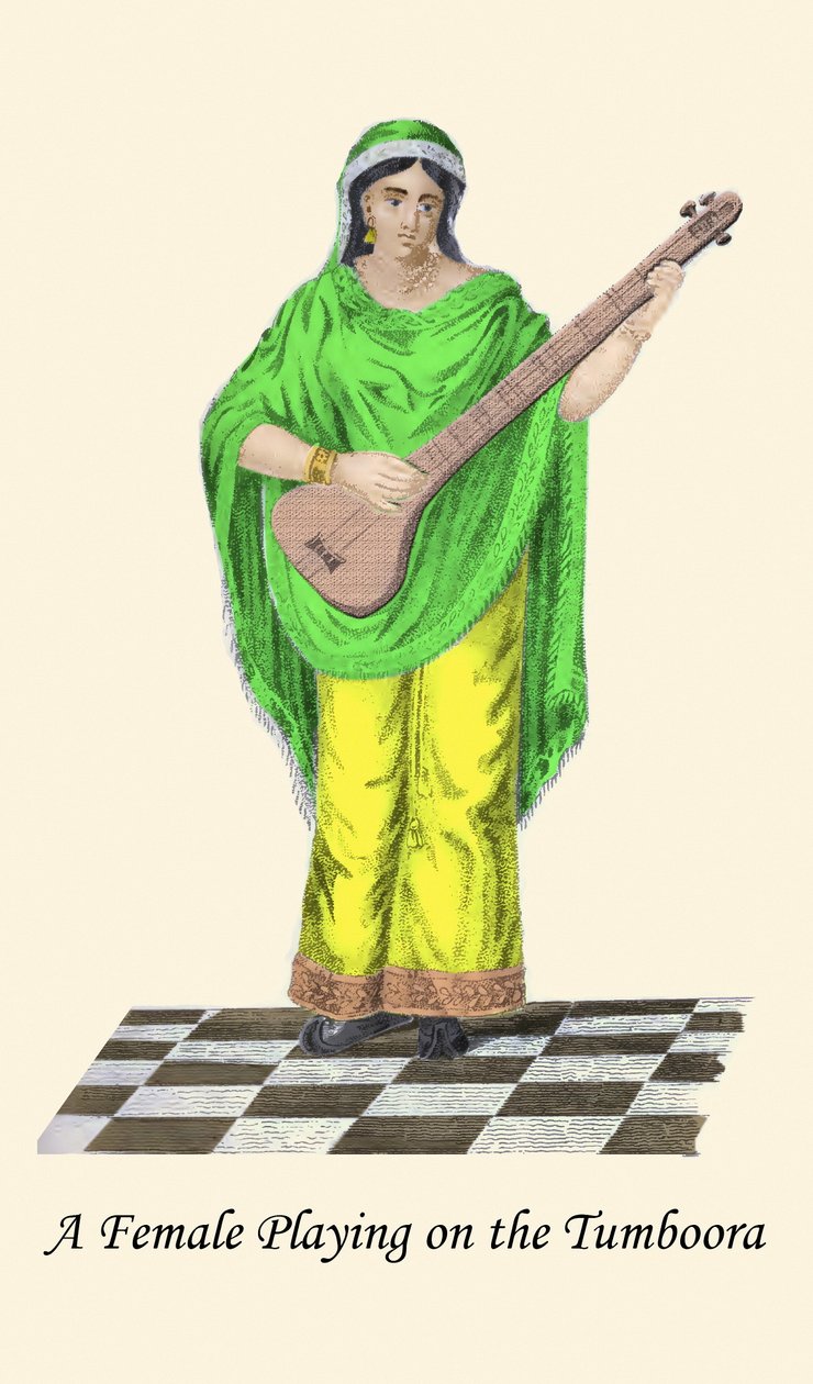 Dívka hrající na Tumbooru od Unknown Artist