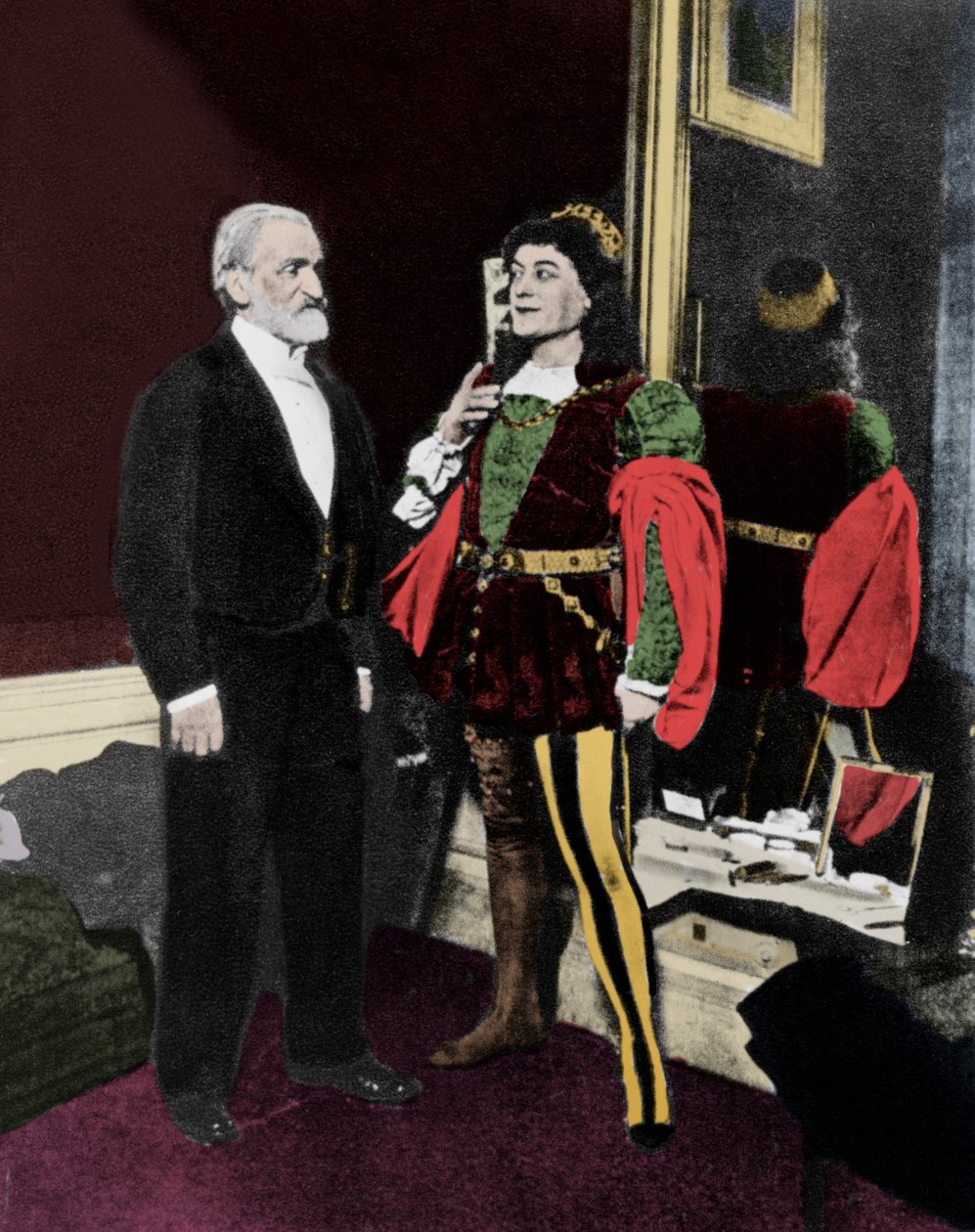 Giuseppe Verdi a Victor Maurel (v Iago) v únoru 1887 v milánské Scale po premiéře Otella. od Unknown artist