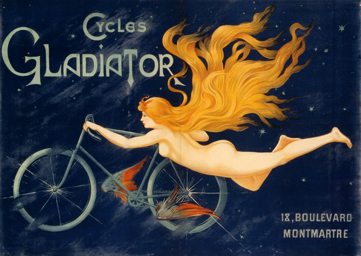 Jízdní kola Gladiator, asi 1905, reklamní plakát, Paříž. Francie, 20. století od Unknown artist