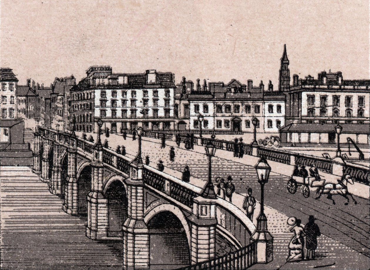 Glasgow, Skotsko: pohled na Broomielaw Bridge. v „“ Svět ilustruje 168 pohledů““ Nedatováno (konec 19. století) od Unknown artist