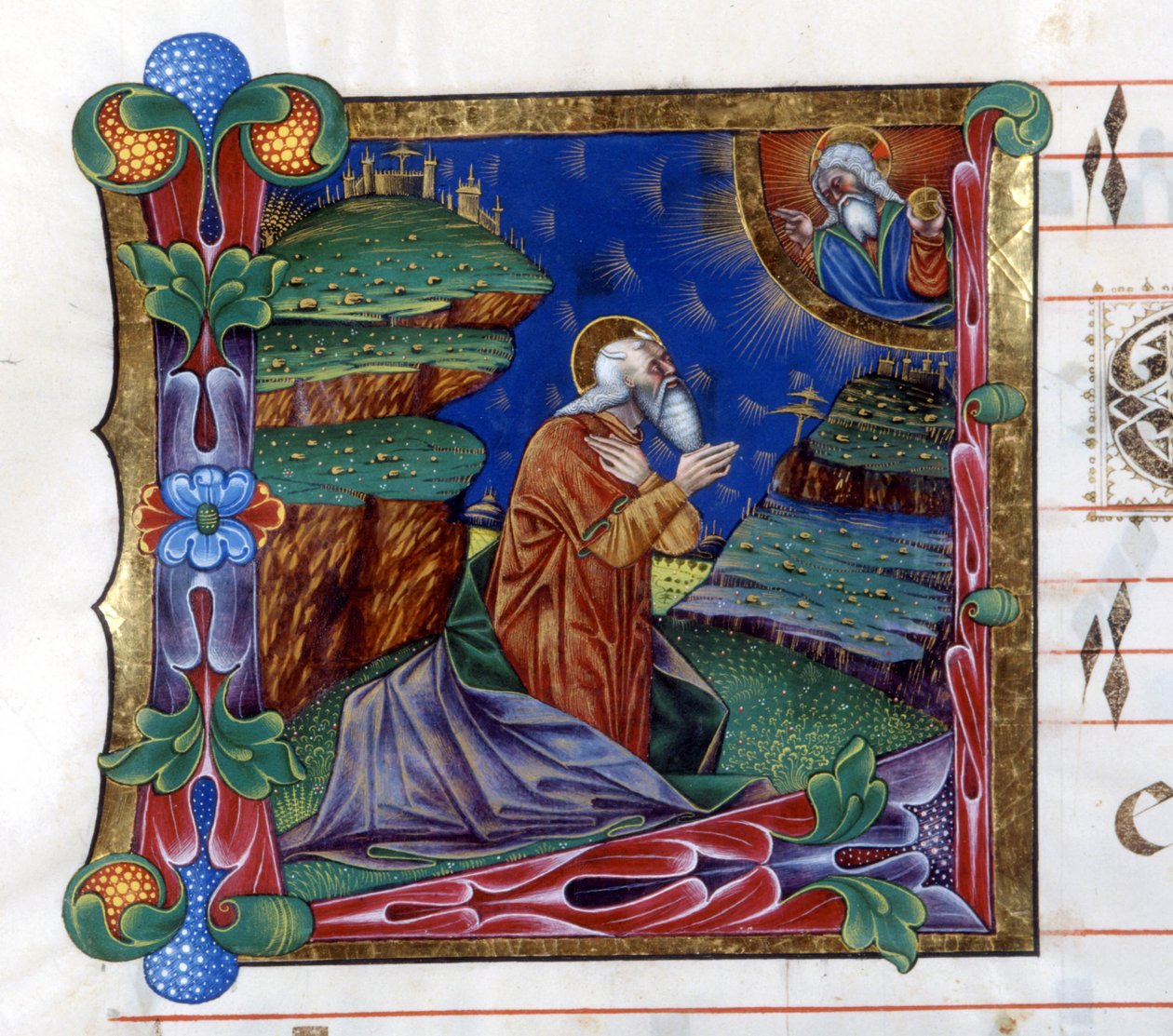 Bůh nařídil Mojžíšovi, aby poslal izraelský lid z Egypta. Miniatura z chóru z 15. století („civitatis“ od svatého Augustina). Knihovna Lodi od Unknown artist
