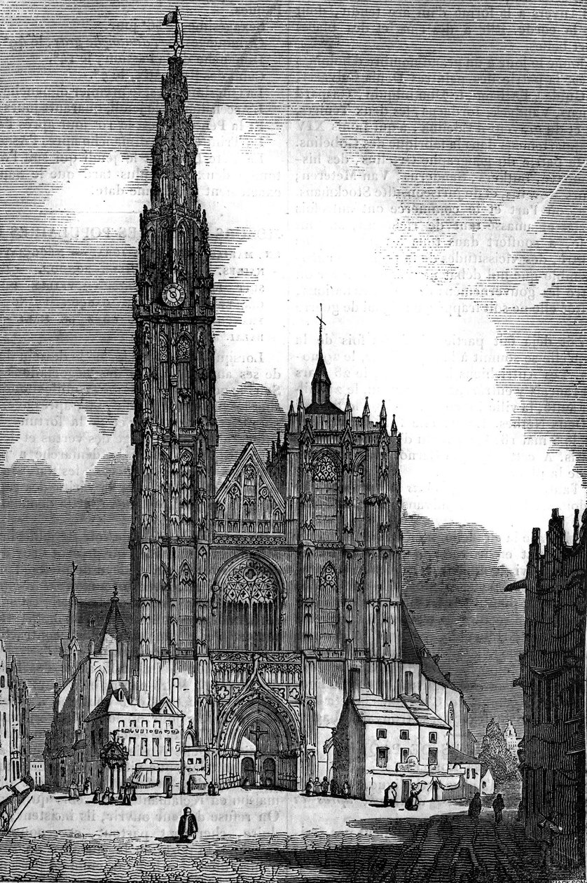 Gotická architektura: pohled na Cathedrale Notre Dame (Notre Dame) Antverpy (gotický styl od Unknown artist
