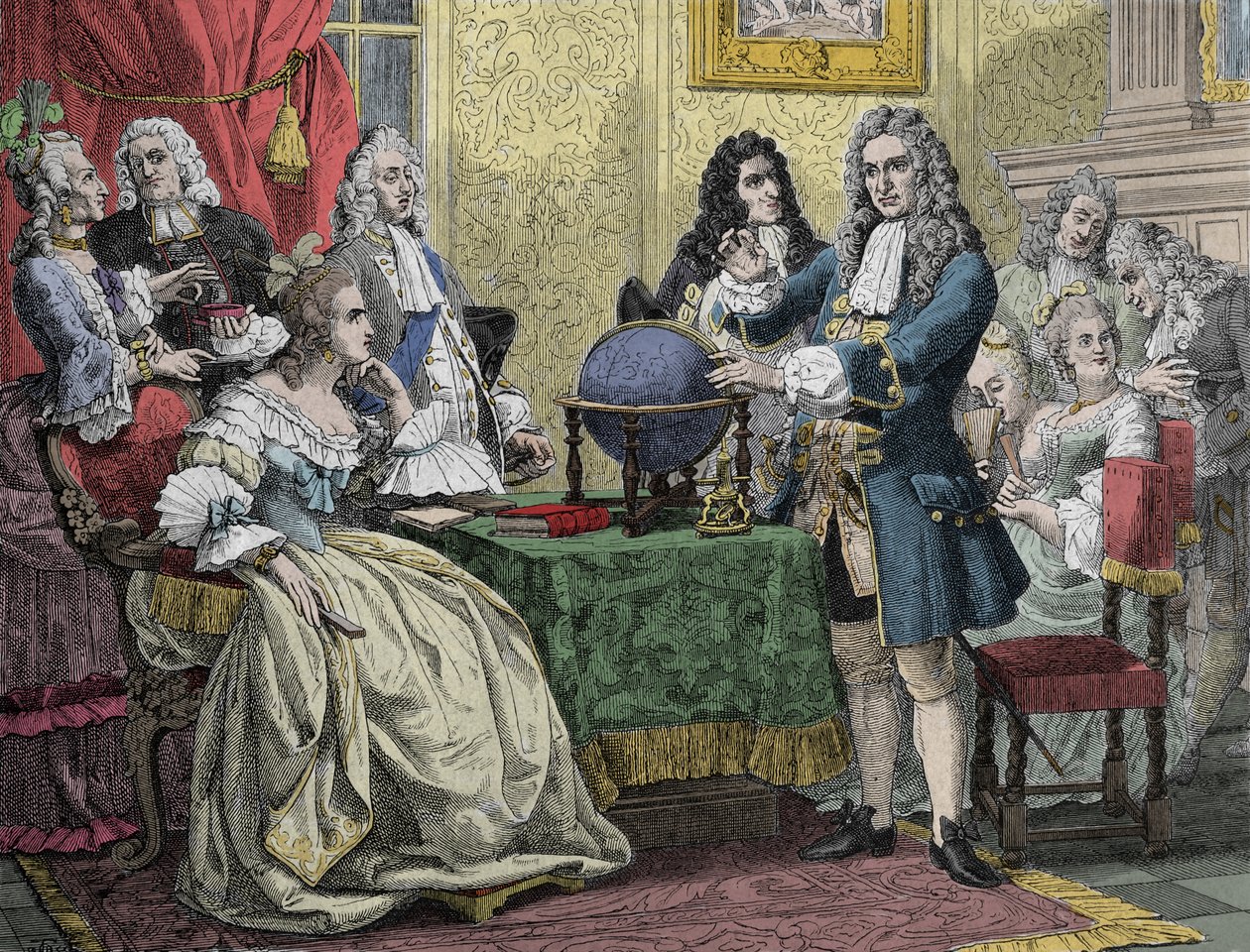 Gottfried Wilhelm Leibniz (1646-1716) na návštěvě královny Sophie Charlotte z Pruska (Sophie-Charlotte z Hannoveru od Unknown artist