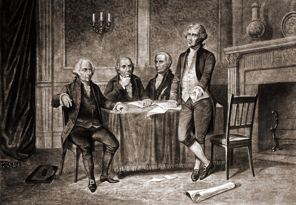 Guvernér Morris (1752-1816), s Adamsem, Hamiltonem a Jeffersonem. od Unknown artist