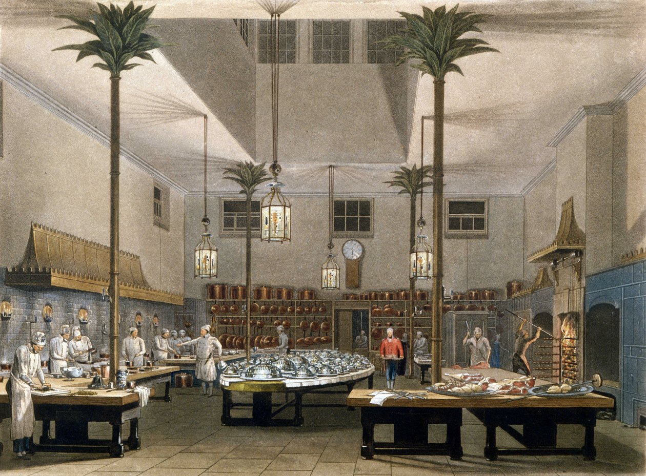 Grand Hotel: kuchyně hotelu Great Pavillon v Brightonu. 1850 od Unknown artist