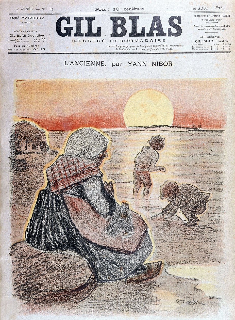 Babička a děti v zapadajícím slunci, “” Gil Blas”” 20. srpna od Unknown artist