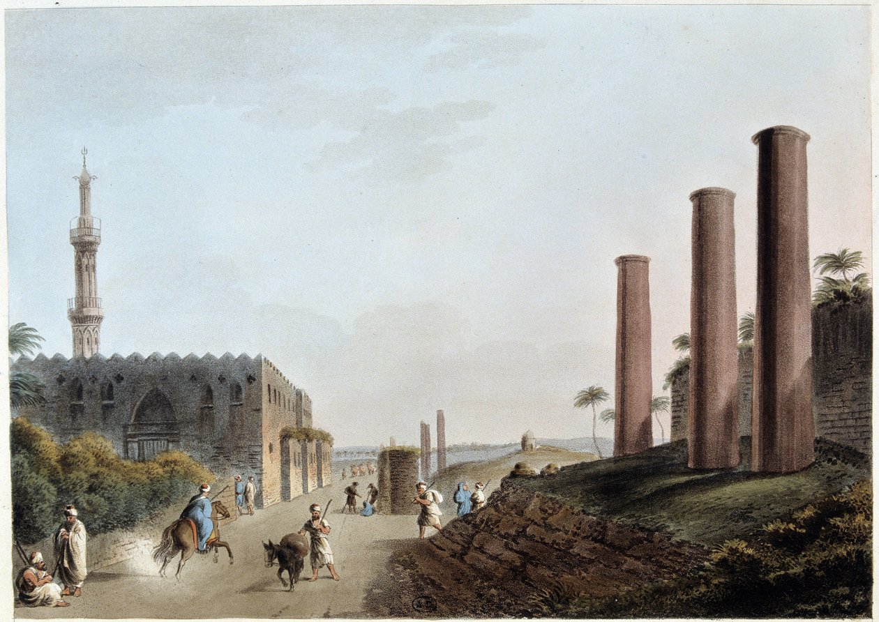 Žulové sloupy na sloupoví canopusu ve starověké Alexandrii - v „Výhledy do Egypta, Palestiny a dalších částí Osmanské říše““ od Unknown artist