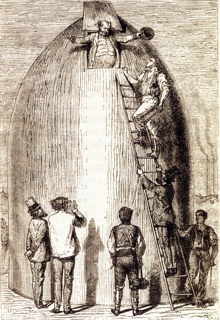 Grav. v „Ze Země na Měsíc“ od Julese Verna od Unknown artist