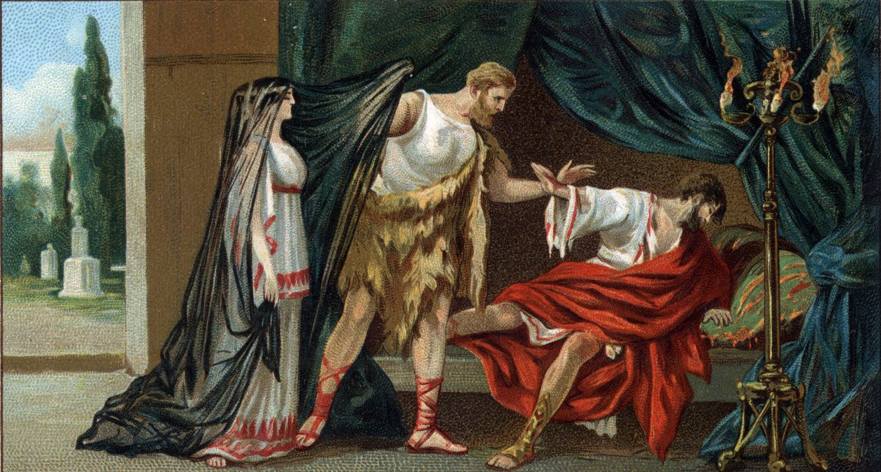 Velké řecké tragédie: „Alceste““ od Euripida. Apollo získal od Parques, že Admete, král Pheres, který mu byl drahý, nezemře, pokud v den jeho trepas někdo svolí zemřít za něj. Admeteina manželka Alceste se postavila, aby ho zachránila od Unknown artist