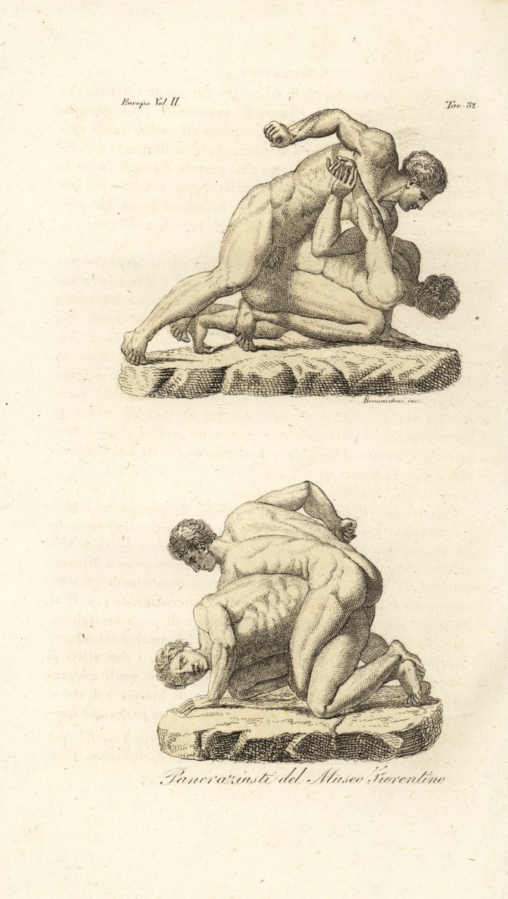Řečtí sportovci soutěžící v bojovém umění Pankration od Unknown artist