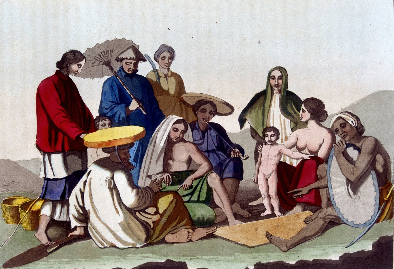 Skupina Číňanů. Bibliotheque des arts décoratifs de Paris Le Kostým ancien et moderne od Unknown artist