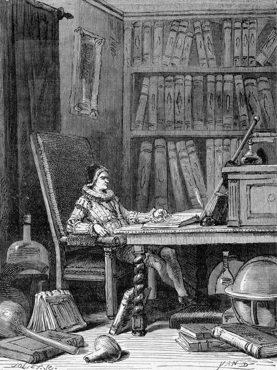 Guillaume Gilbert (1540 - 1603) napsal kolem roku 1600 své pojednání „De arte magnetica““. Rytina 19. stol. od Unknown artist