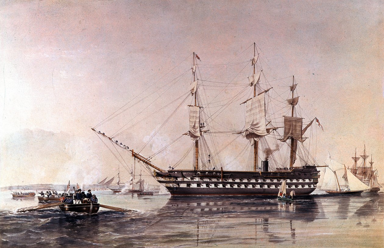 HMS Agamemnon 91 děl královského námořnictva - druhá liniová loď HMS Agamemnon postavená pro královské námořnictvo v roce 1852 - od Unknown artist