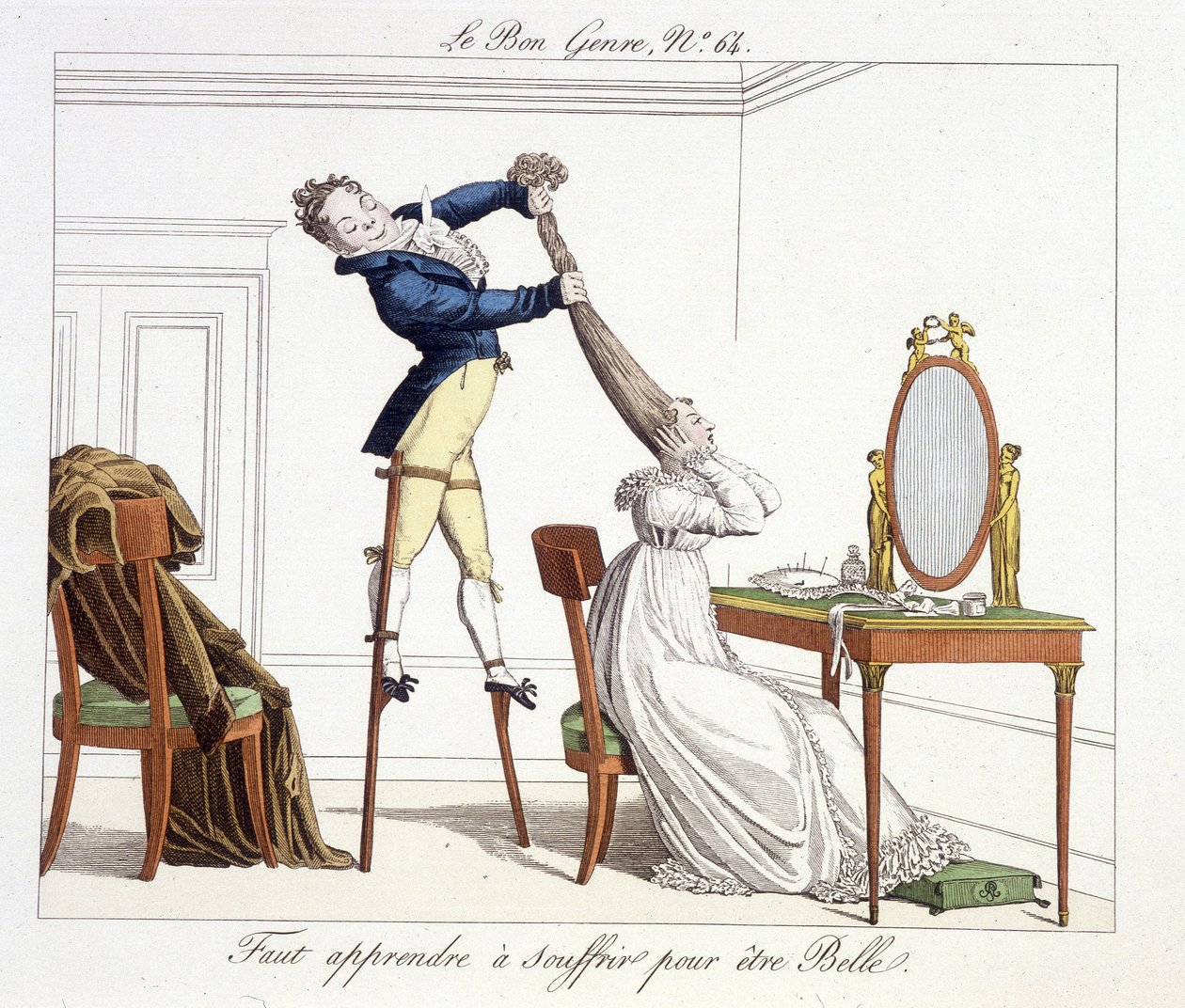 Kadeřnické sezení: Naučte se trpět, abyste byli krásní - v “”Le Bon Genre””, deb. 19. století od Unknown artist