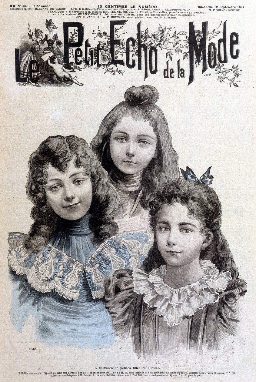 Účesy pro dívky a dívky – v „“ Le petit echo de la mode““ z 19. 9. 1897 od Unknown artist