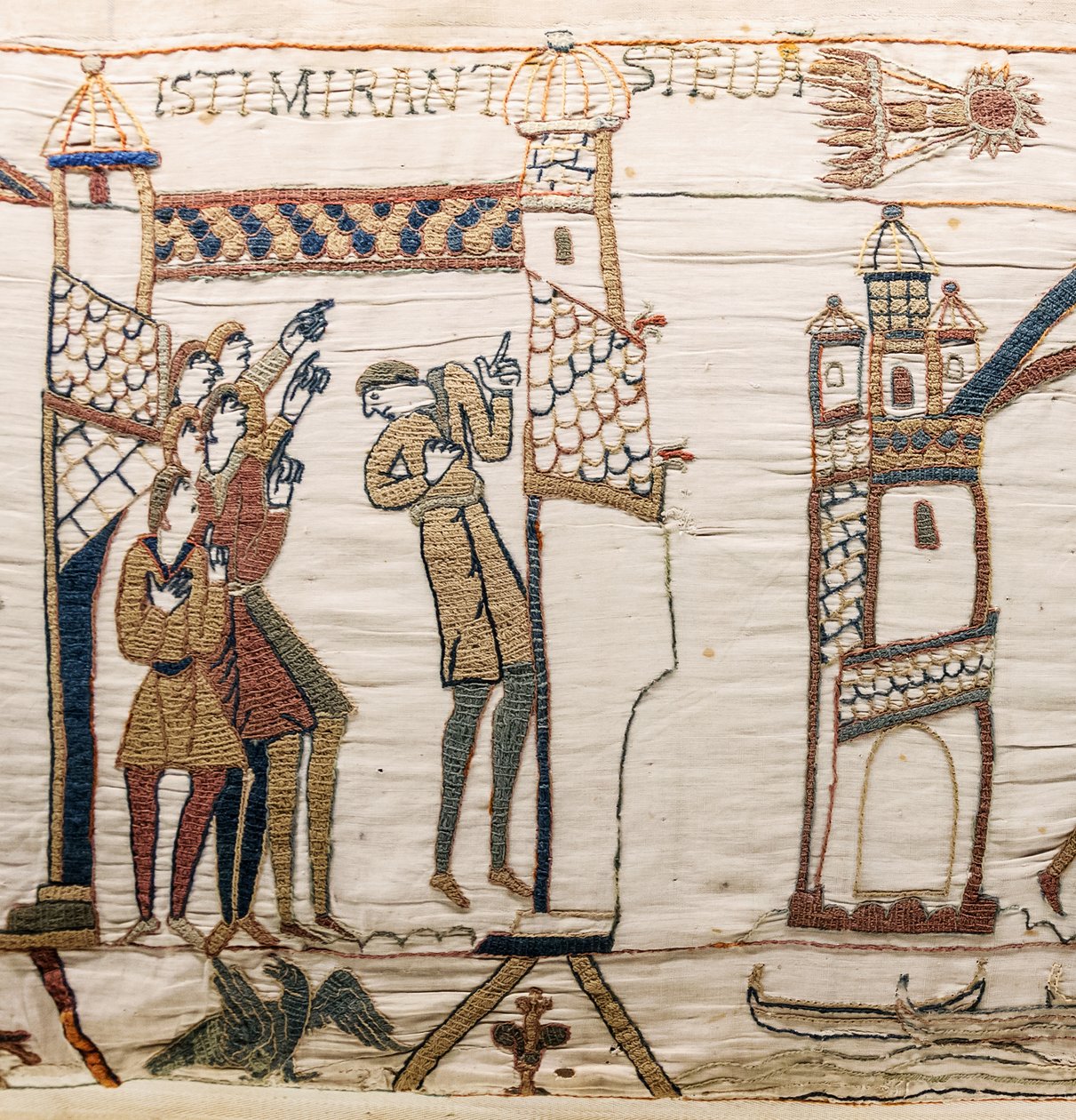 Halleyova kometa a Harold dostávají špatné zprávy, Bayeux Tapestry (vlněná výšivka na plátně) od Unknown artist