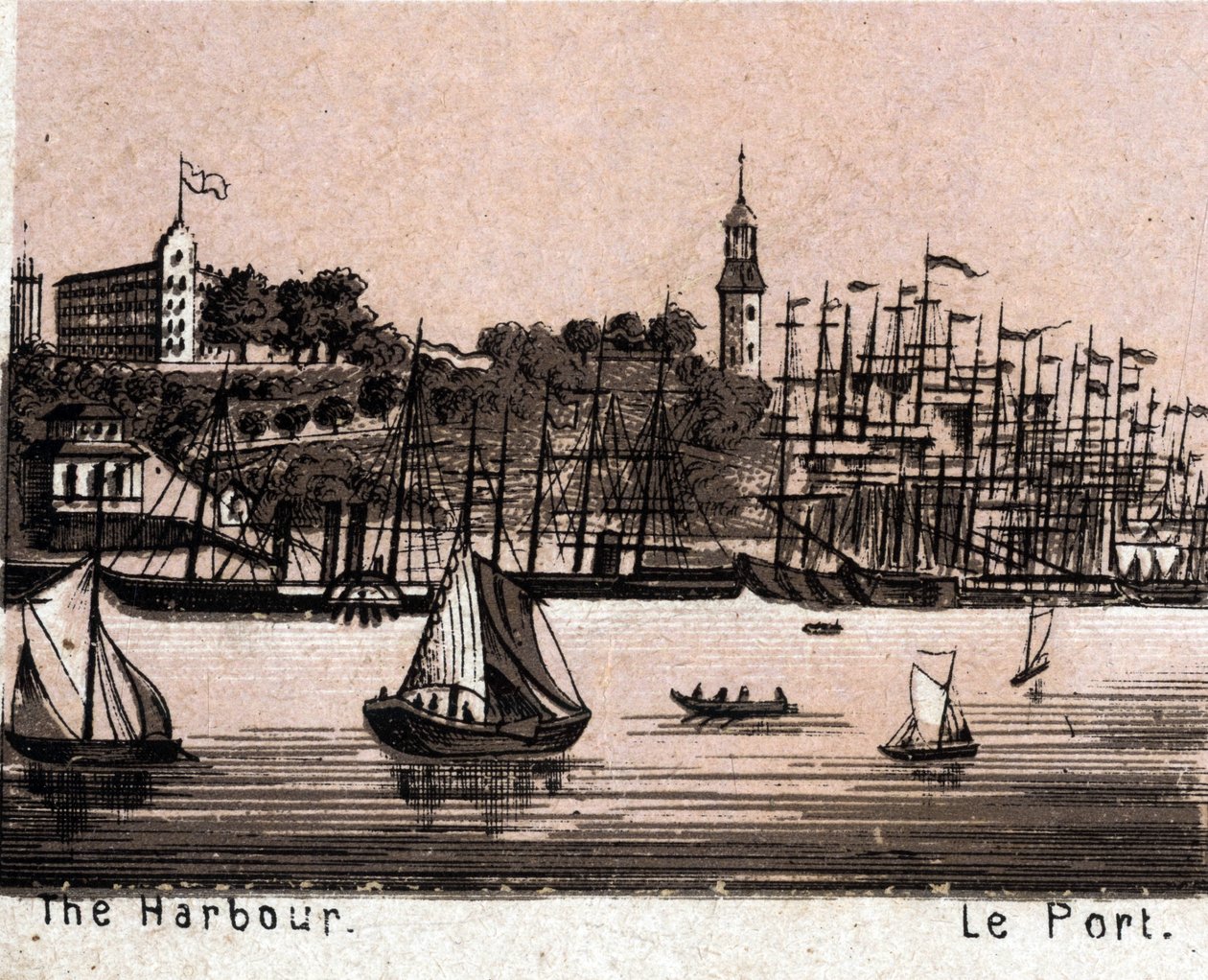 Hamburk (Hamburg), Německo: pohled na přístav (Harbour, Harbor). v „“ Svět ilustruje 168 pohledů““ Nedatováno (konec 19. století) od Unknown artist