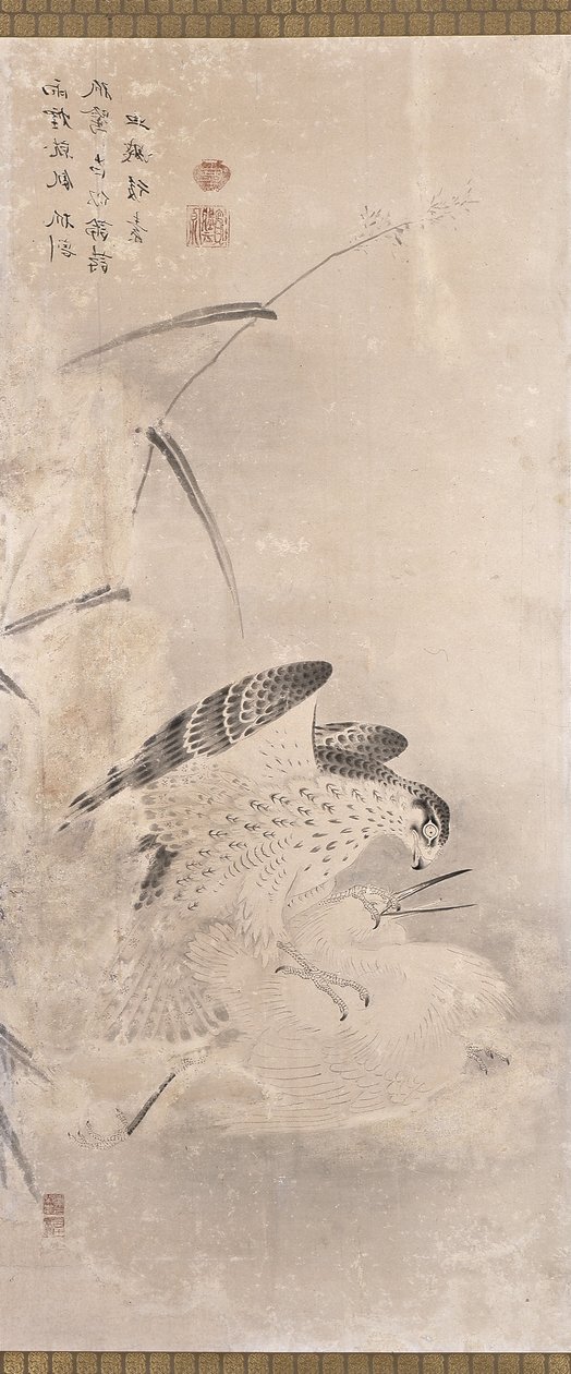 Hawks And Prey (inkoust na papíře) od Unknown artist
