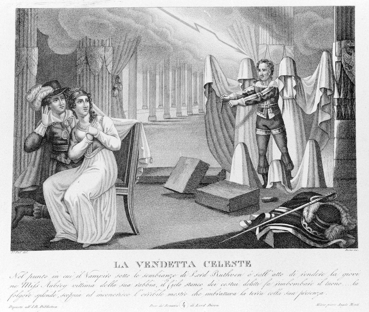 Nebeská pomsta – podle nového „“The Vampire““ připisovaná nejprve lordu Byronovi (1788-1824), anglickému básníkovi. pak jeho sekretářce Polidori. 1816. od Unknown artist