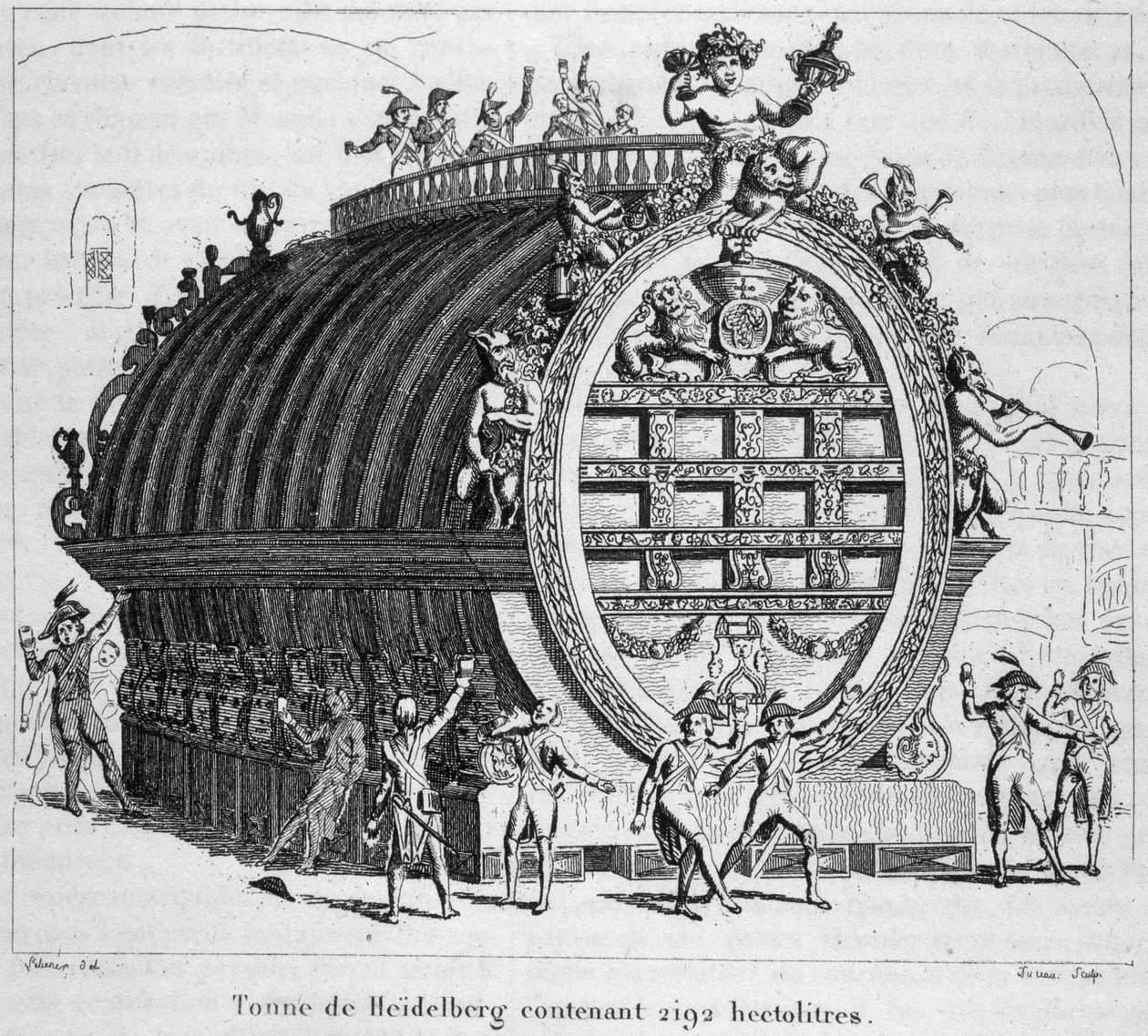 Heidelberská tuna obsahující 2192 hektolitrů. od Unknown artist