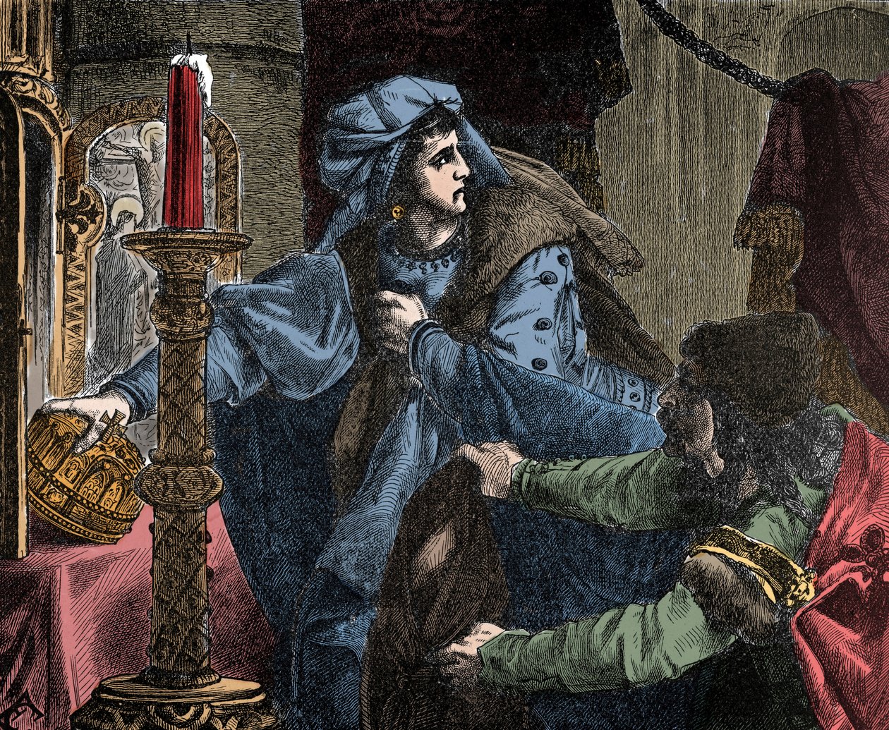 Helene Kottanner (Kottanerin, Kottannerin) (1439-1440) ukradne královskou korunu svatého Štěpána (Svatá uherská koruna) v roce 1440 (Stephen I. Uherský) ( od Unknown artist
