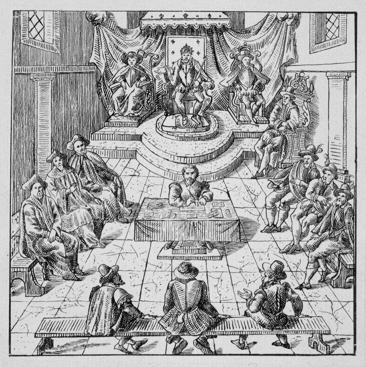Henri III. (1551 - 1589) držící v roce 1576 stavovský Génales v Blois - v „“ Sbírka 39 figurek představujících katastrofy ve Francii v letech 1562 až 1586““; Primární úřad Louis Perrin od Unknown artist