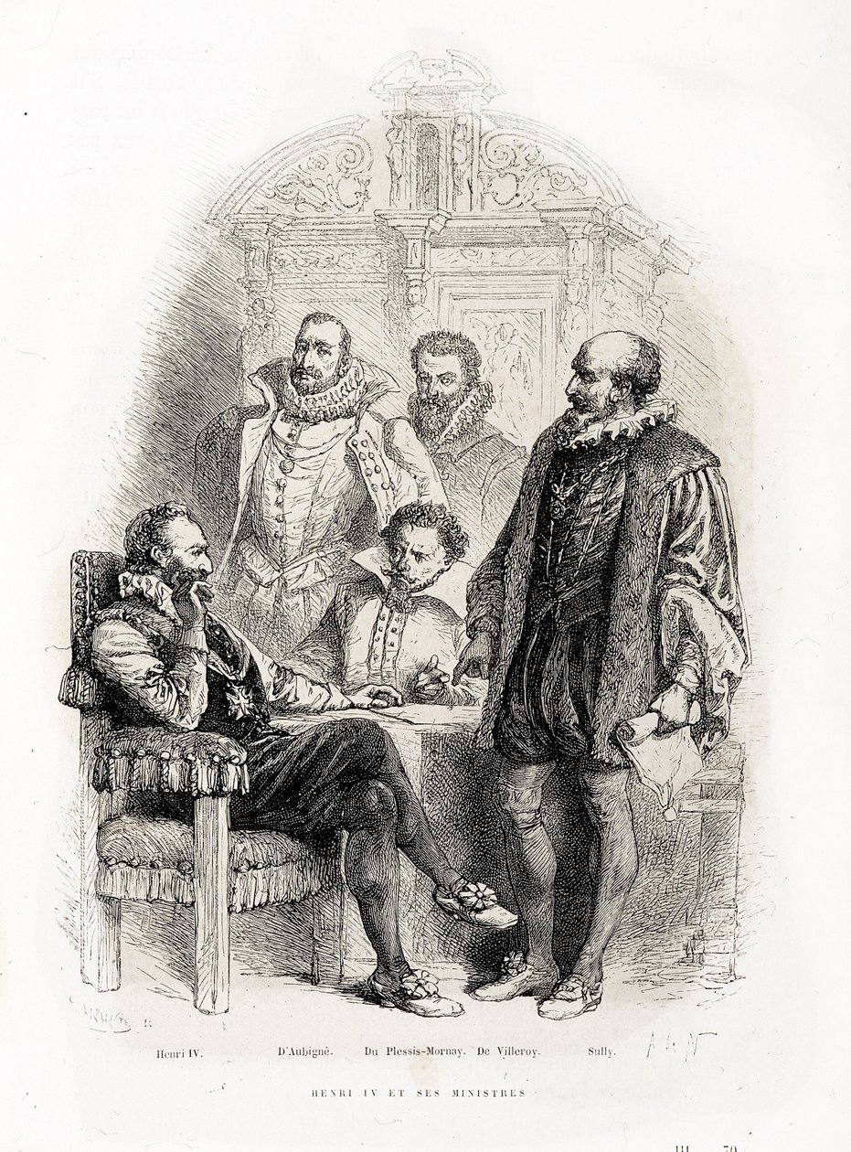 Henri IV (1553 - 1610) a jeho ministři: Theodore Agrippa d