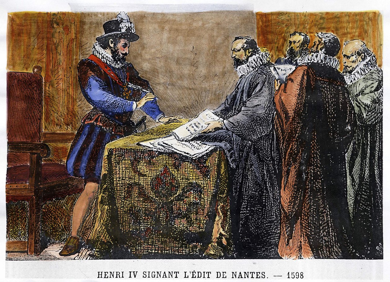 Henri IV (1553 - 1610) podepsal Edit de Nantes v roce 1598. od Unknown artist