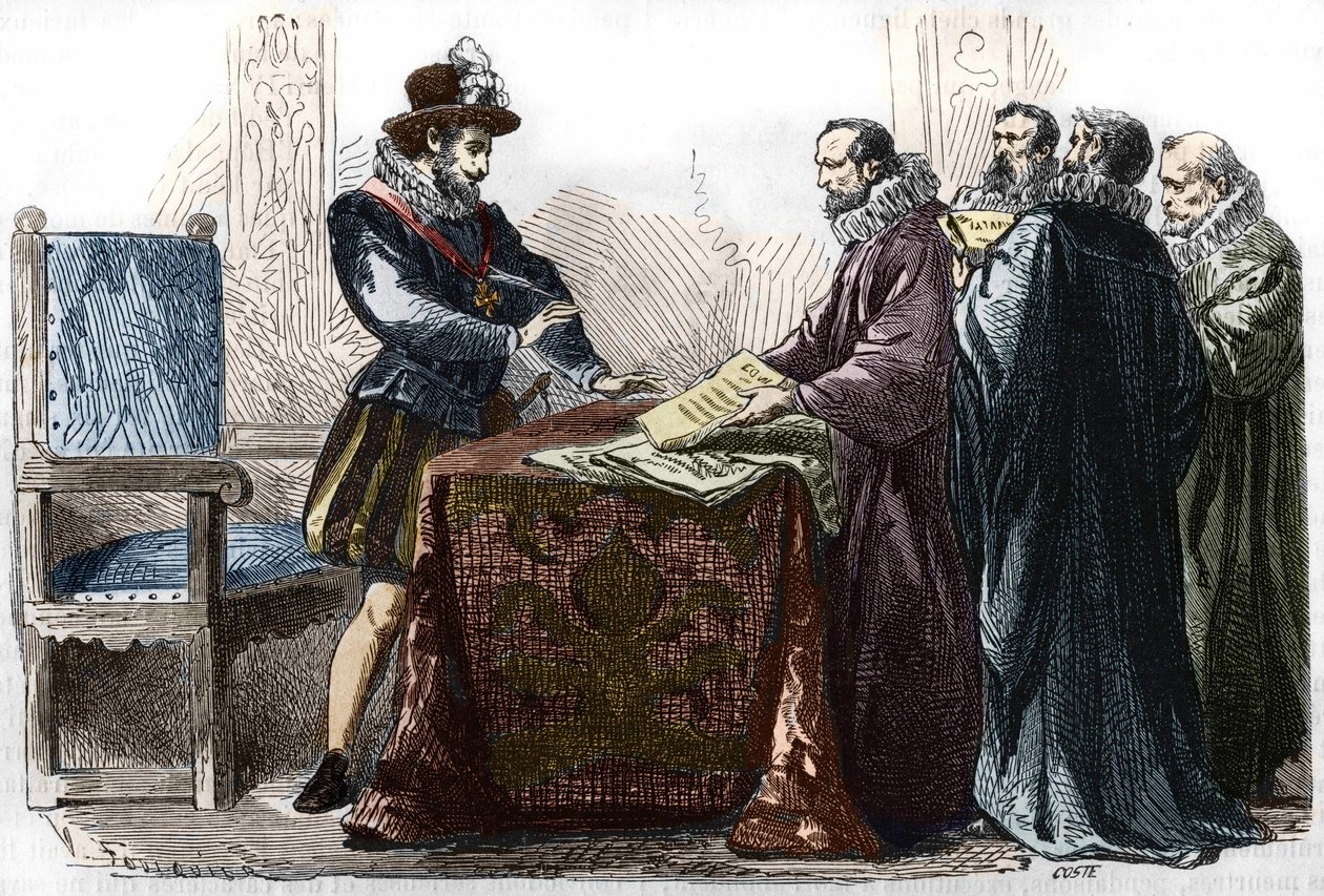Henri IV (1553 - 1610) podpisem Edit of Nantes dne 13. dubna 1598. od Unknown artist