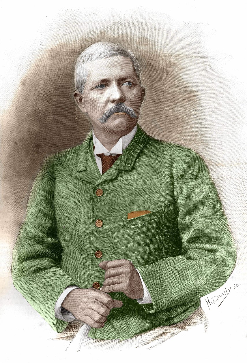 Henry Morton Stanley (1841 - 1904) v Káhiře dne 17.01.1890. Britský novinář a průzkumník. Rytina 19. století. od Unknown artist