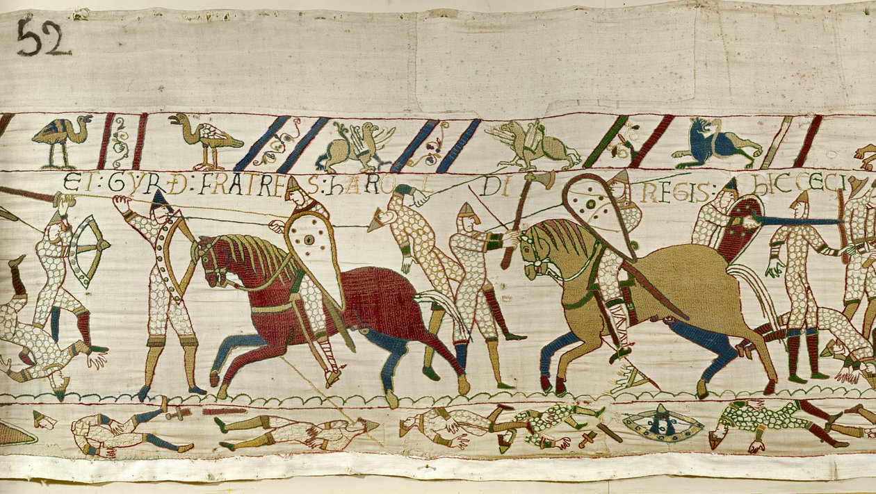 Zde padli bratři Haroldovi: Gyrth a Leofwine z Bayeux Tapestry od Unknown artist