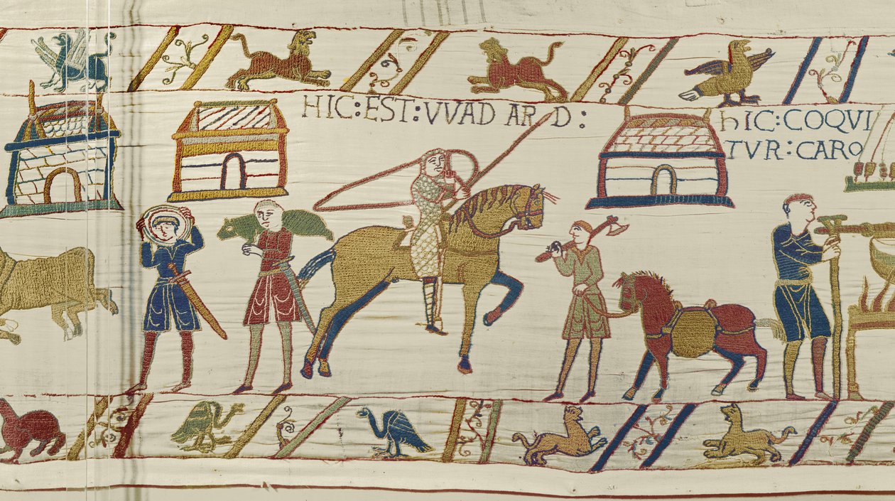 Tady je Wadard, tapisérie z Bayeux (vlněná výšivka na plátně) od Unknown artist