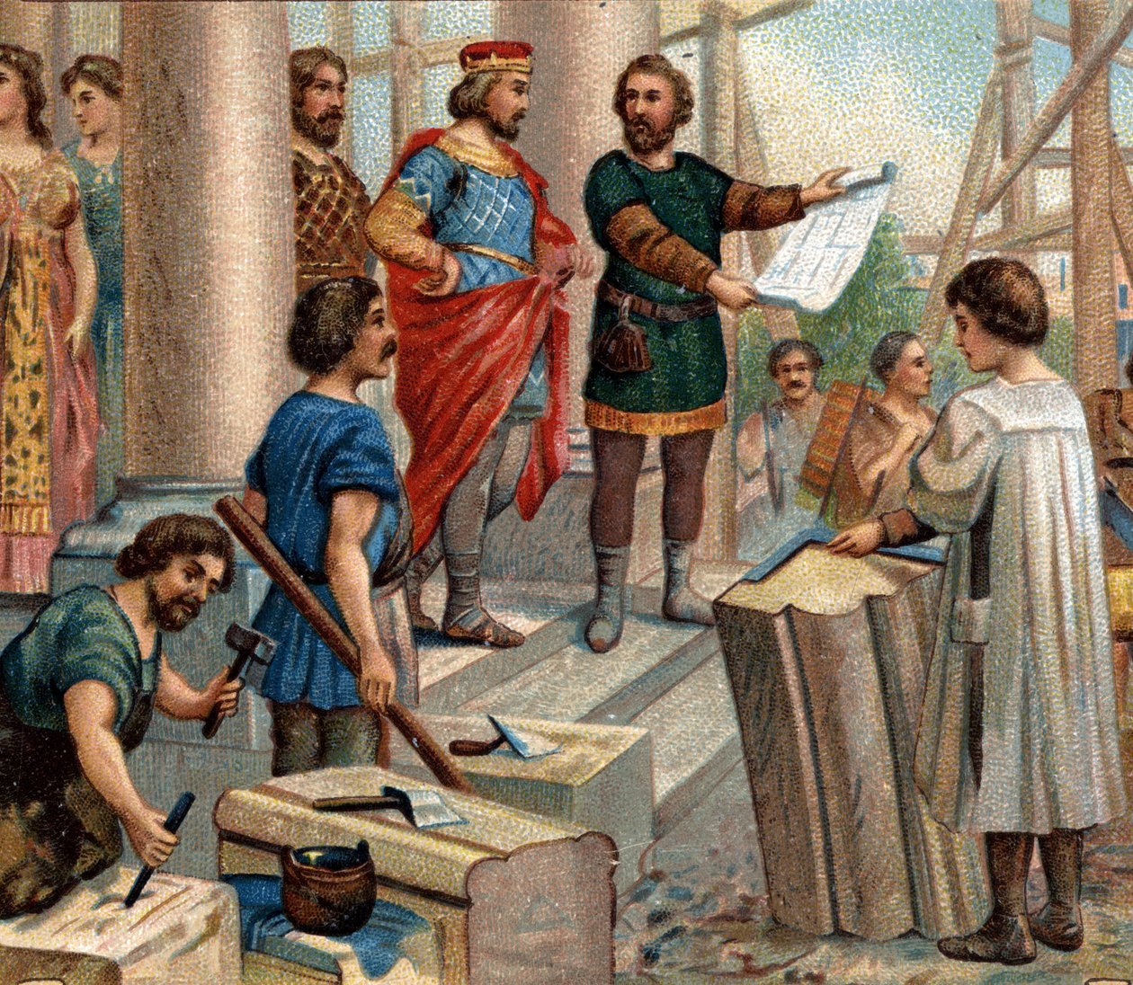 Historické epizody slavných měst: Clovis elit Paris jako trvalé bydliště (v roce 508). Chromolitografie 19. století. od Unknown artist